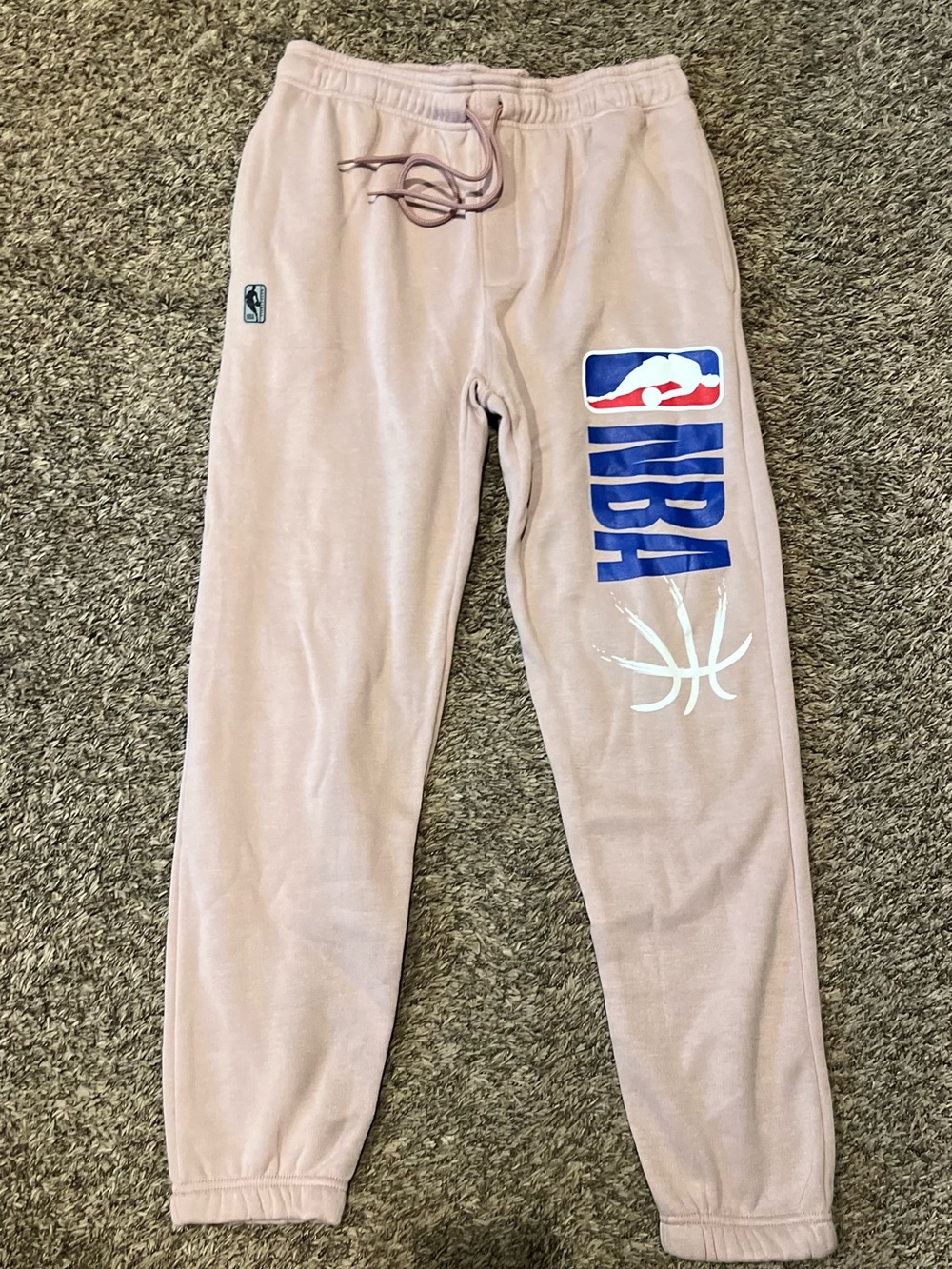 NBA Dusty Pink Joggers with Blue and White Logos